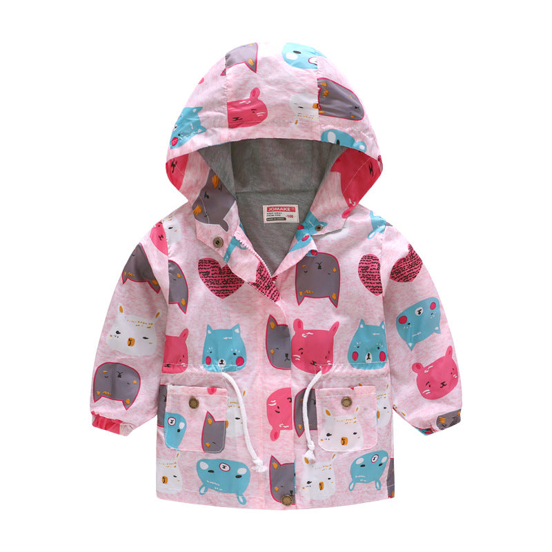 Le printemps et l'automne mince à capuche bébé mignon Zipper veste pour enfants