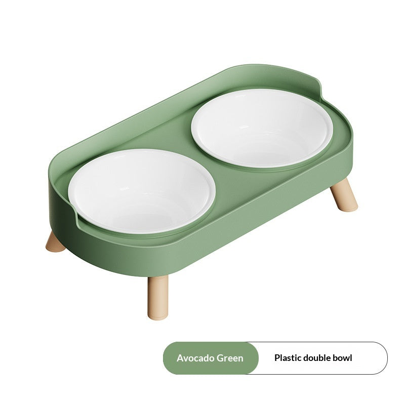 Dual-bowl Spill-proof Water-and-food-in-one Cat Bowl