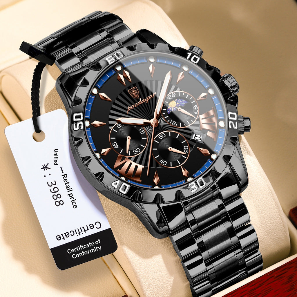 Montre homme multifonctionnelle Phase Lune