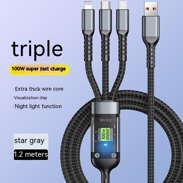 Téléphone portable 3-en-un avec câble de données léger 6A Super Fast Charge