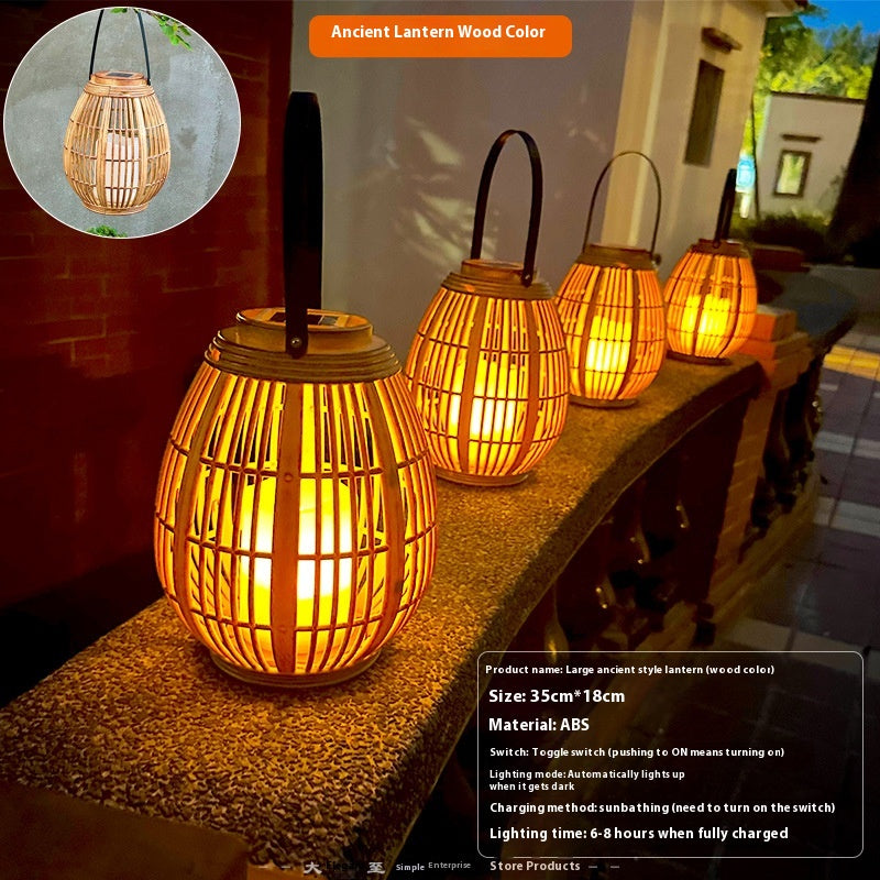 Décoration de jardin solaire Bamboo Woven bougie lumières