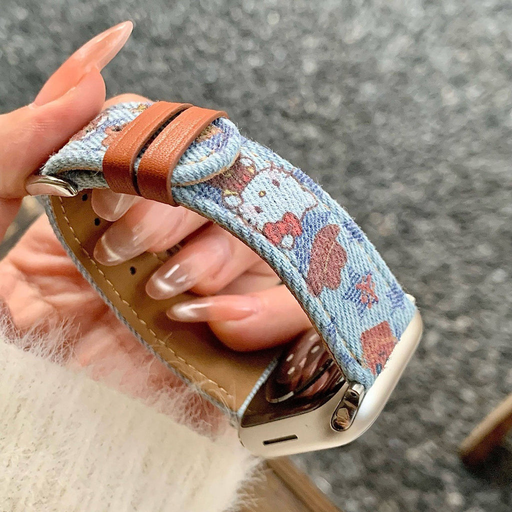 Bracelet de montre denim de dessin animé pour Smartwatches Bracelet IWatch