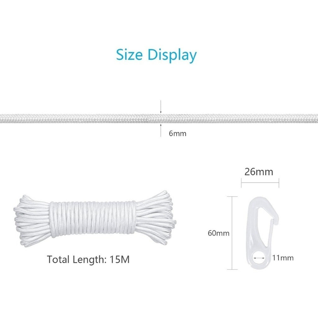 Ensemble de corde drapeau avec corde en nylon de 15m et 4 clips
