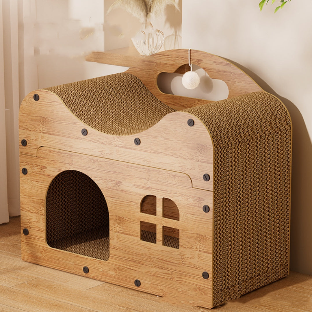 Cat bed Cat Scratching Post Vertical Wooden Sofa Corrugated Paper Cat House