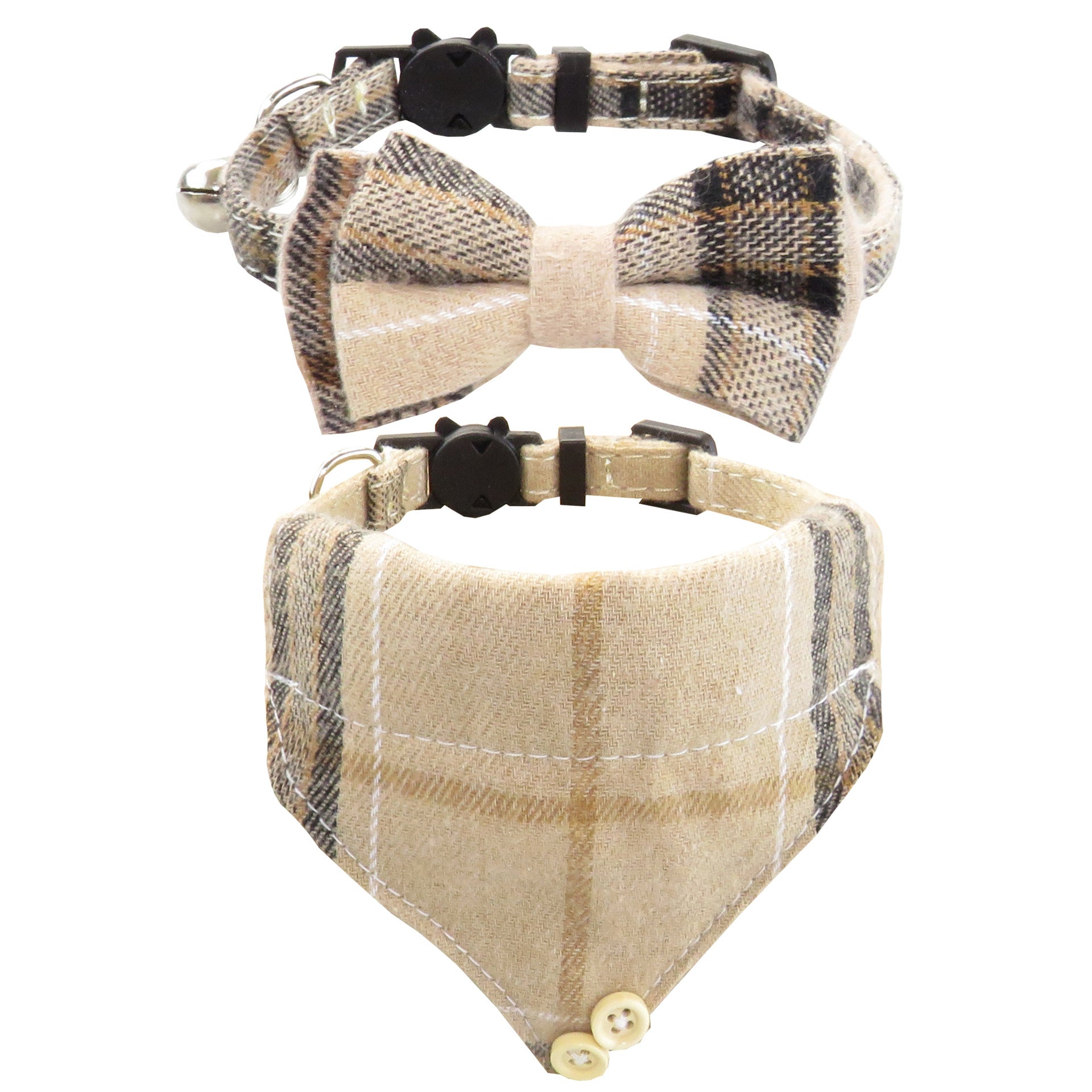 Bow Tie Cat Collar Bandana Breakaway Pet Collar Bandana avec Classic Plaid réglable Cat