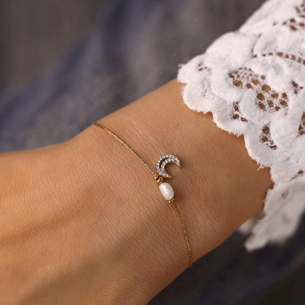 Bracelet en perles d'eau douce naturel de style Instagram pour femmes