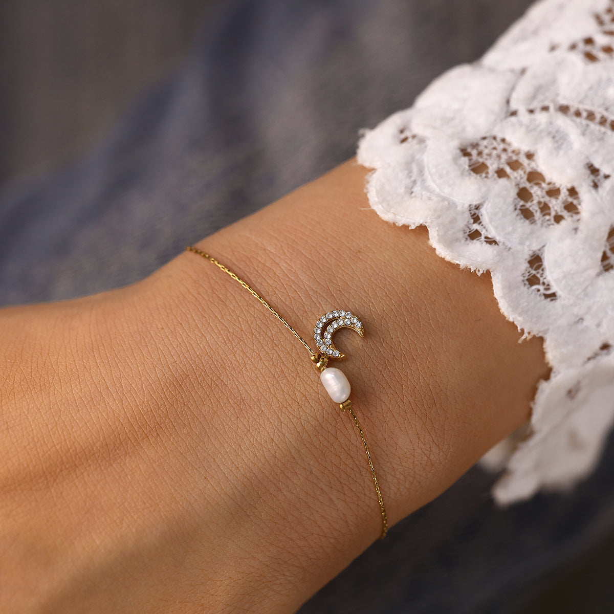Bracelet en perles d'eau douce naturel de style Instagram pour femmes
