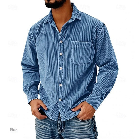 Chemise Homme Corduroy Corduroy rayée anti-rides sans fer