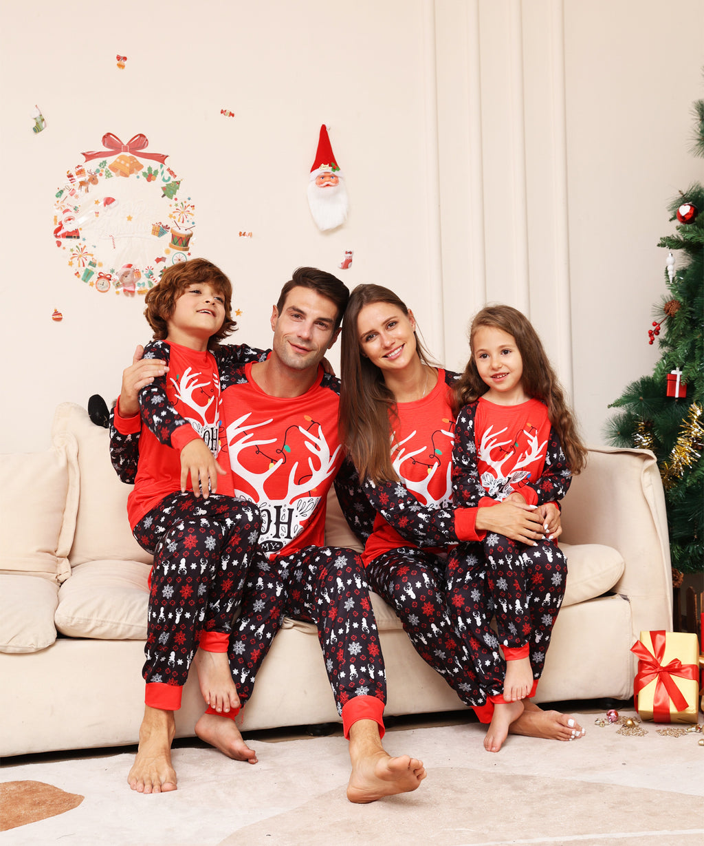 Lettre Snowflake Deer Christmas Parent-child Suit Printed Homewear Pajamas