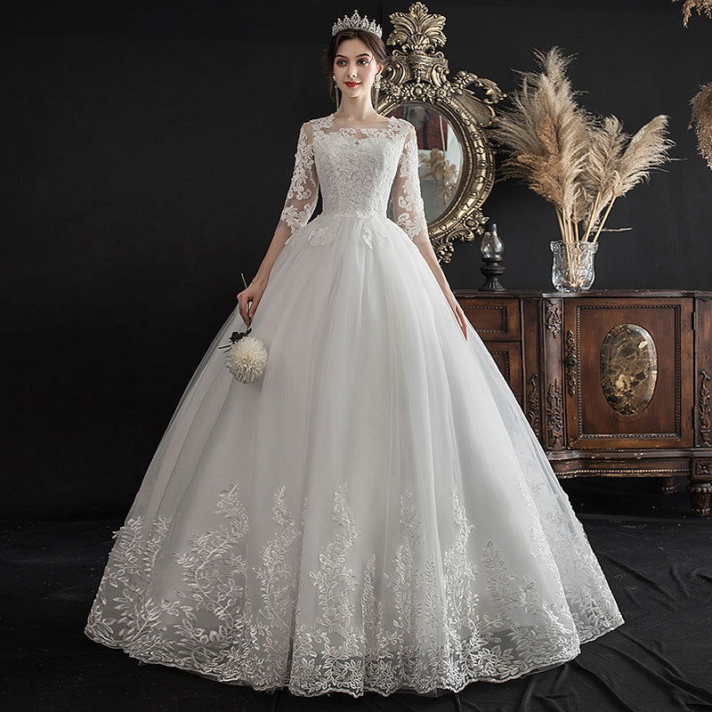 Une épaule Rêve Slim Manche Dentelle Mariée