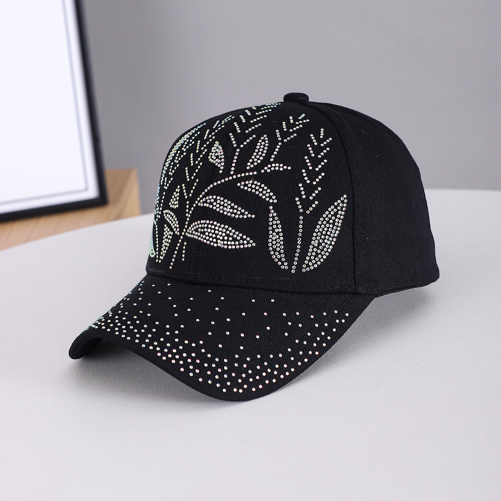 Homme et femme ajustable en forme de feuille Motif perlé Tissu de sergé Bouchon de baseball Brimmed.