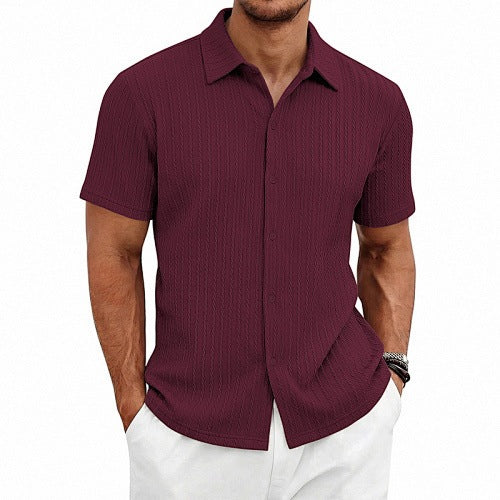 Polo d'été Jacquard de style européen et américain avec col tournant