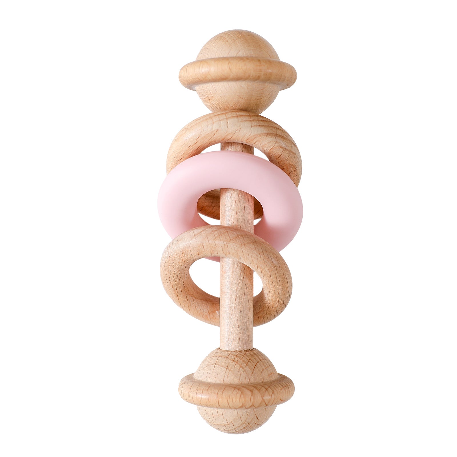 Anneau de silicone en bois en forme de clochette bébé