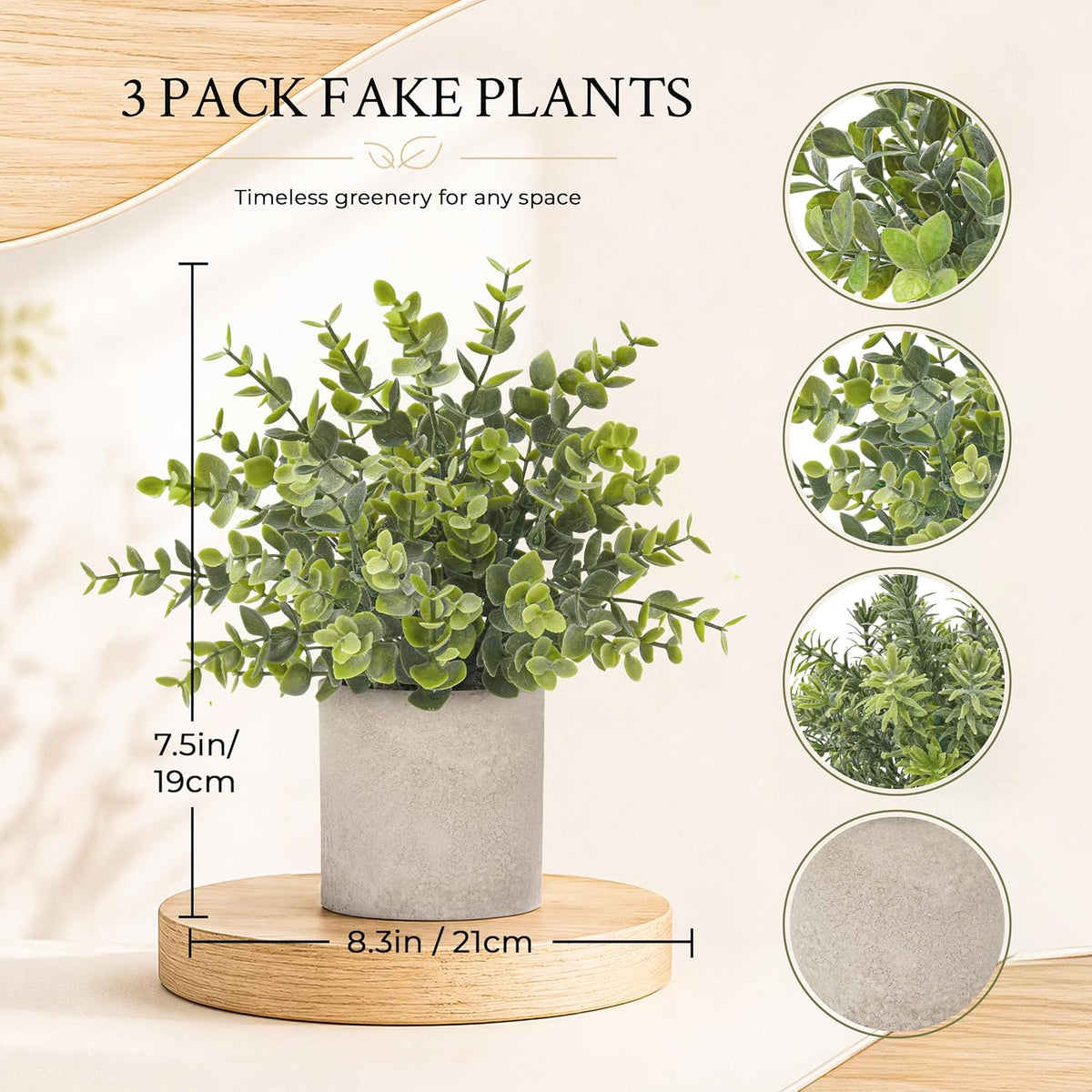 Faux plantes artificielles 3 unités