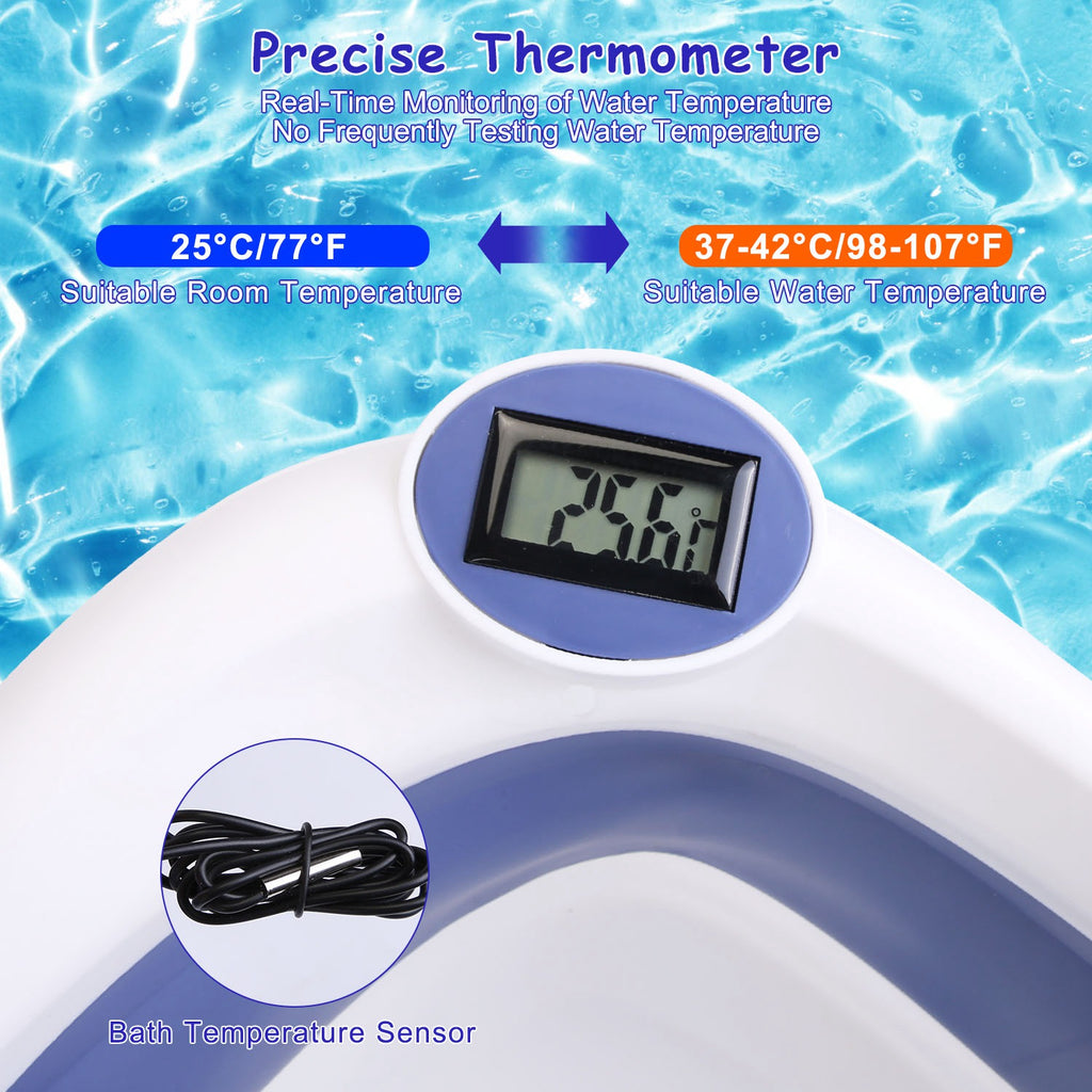 1Pc Baby Baignoire avec Thermomètre Collapsible Travel Friendly 0 à 24 mois Baby Baignoire