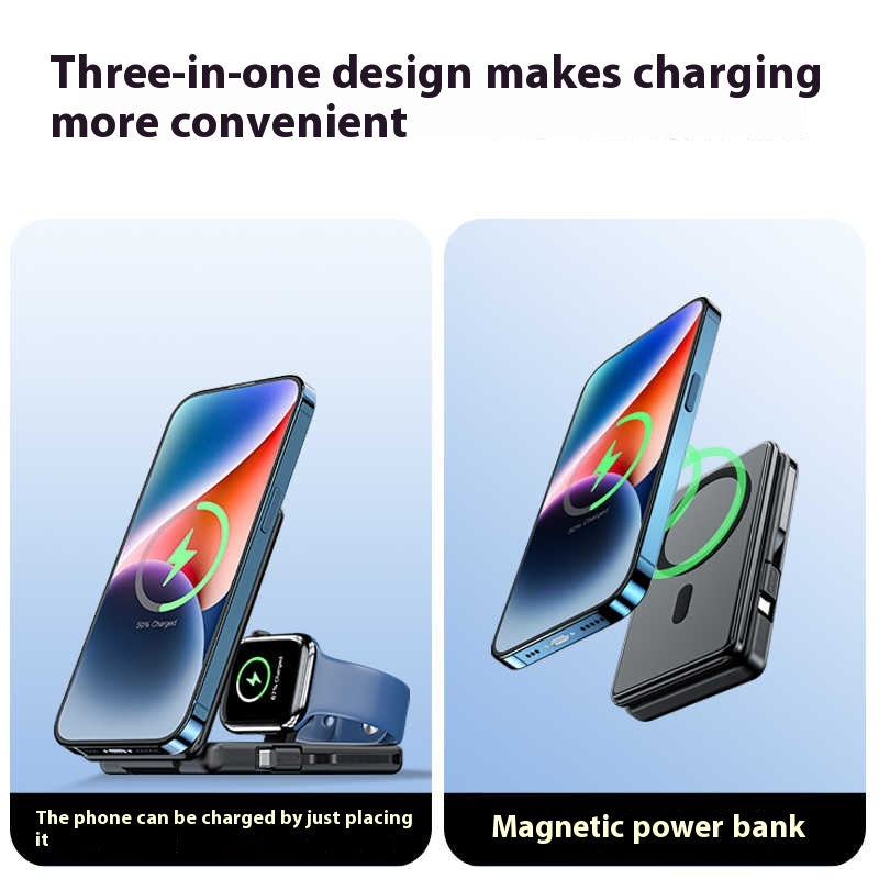 Compact et portable montre sans fil ultra-mince Banque de puissance magnétique en deux en un
