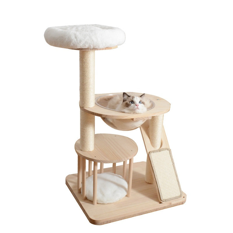 Maison de chat et plate-forme de saut Combo bois massif arbre de chat