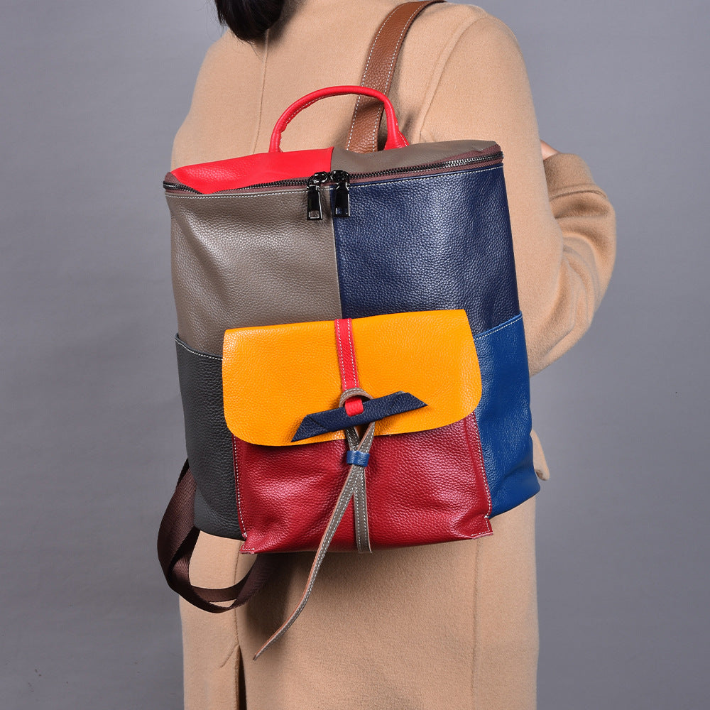 Sac à dos vintage pour femmes Cowhide First Layer