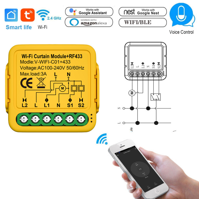 WIFI 433 Disjoncteur de rideau de fenêtre