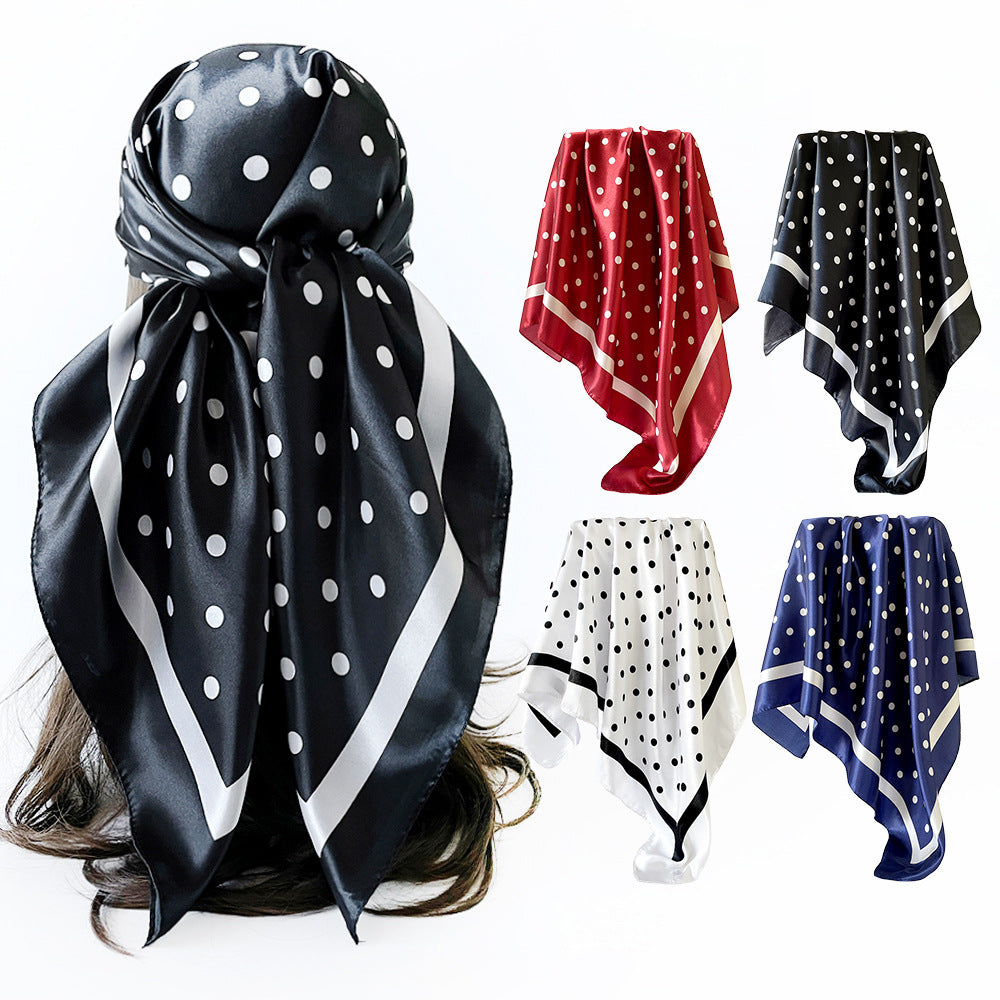 Polka-dot Imprimer Headscarf Femmes Faux Écharpe en soie