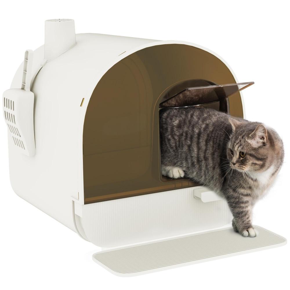 Boîte à litière Chat Blanc avec couvercle et filtre