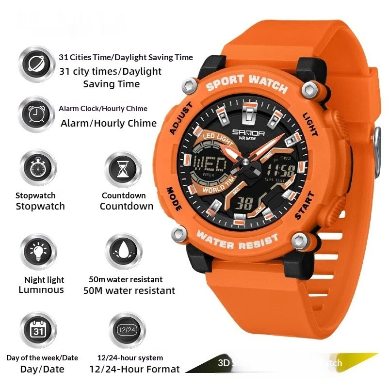 Élèves Dual-display Luminous Chronograph Watch for Hiking