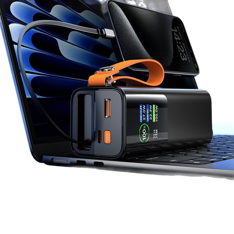 Chargeur portable haute puissance avec câble rétractable charge rapide écran couleur TFT Et Alu