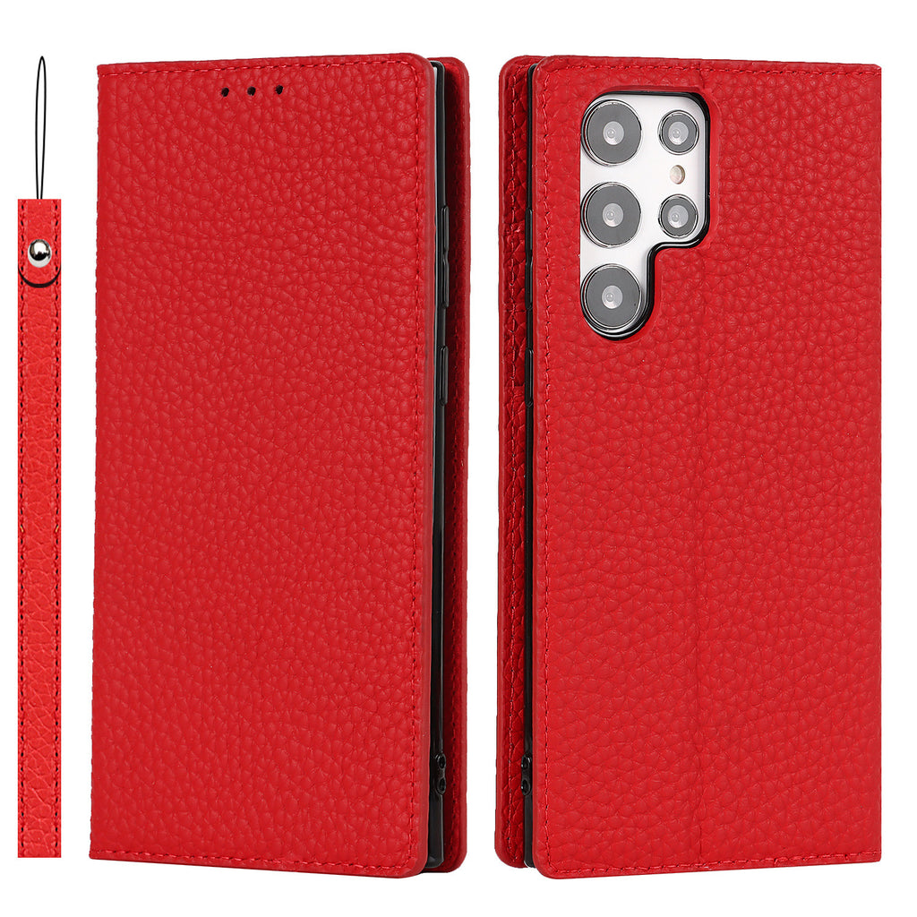 Étui de téléphone en cuir Litchi Galaxy S24 Ultra Case