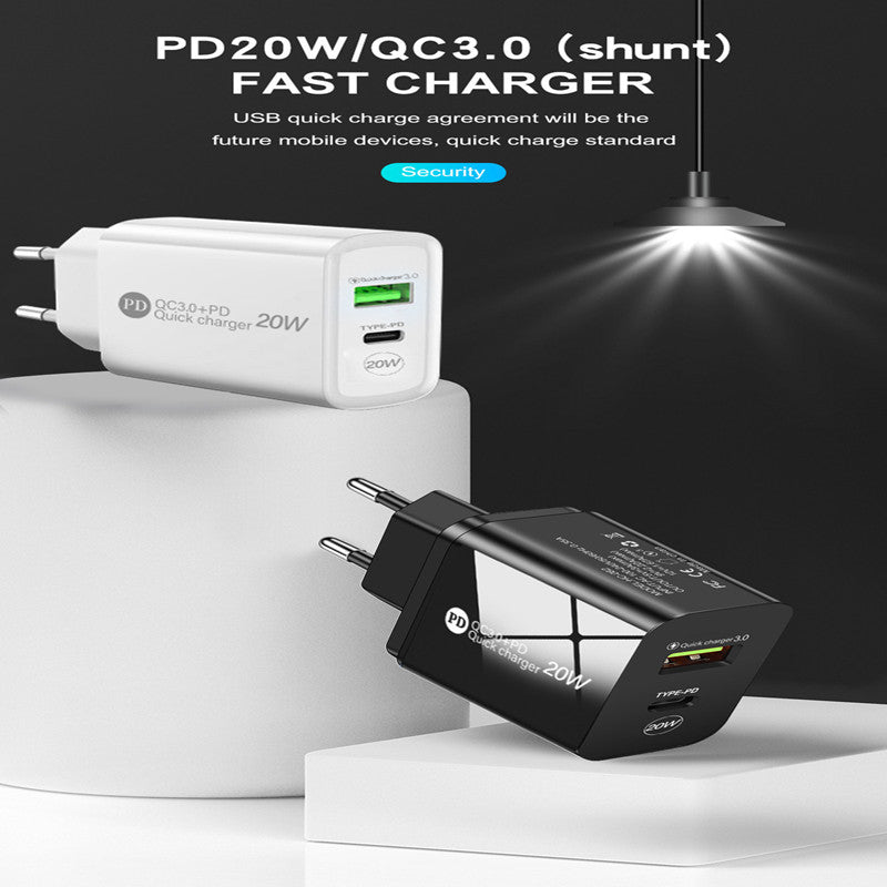 PD12W Chargeur 5V 24A Adaptateur de charge standard européen et américain britannique Type-c
