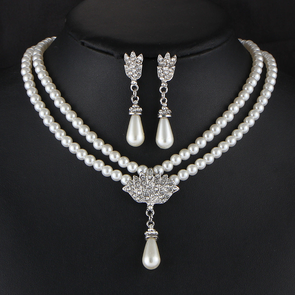 Bijoux perle de mariée en cristal diamant collier de collier courte clavicule