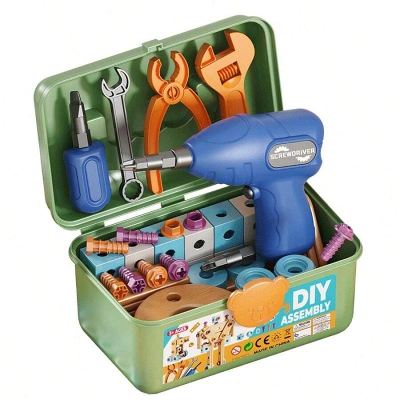 126-Piece Wooden Creative Construction and Tool Set Early Education