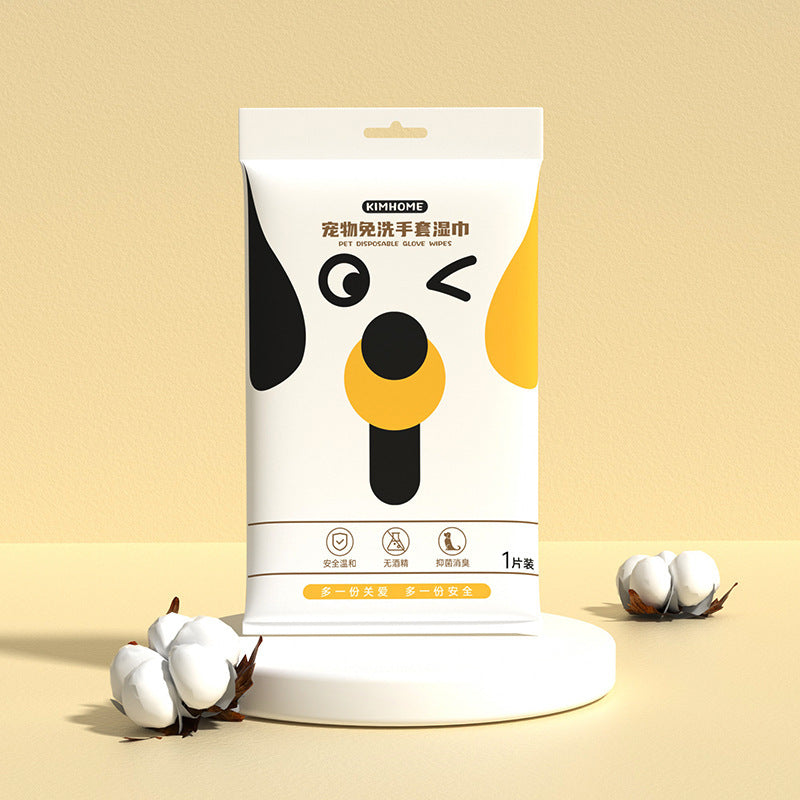Fournitures jetables de bain Wipes humides pour les gants jetables pour animaux