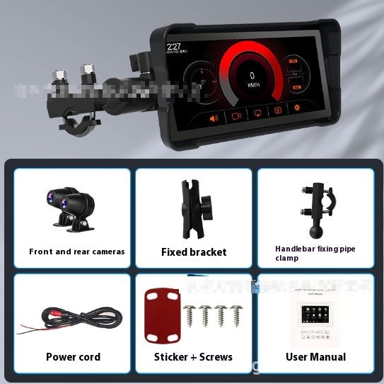 6.86 pouces Motorcycle Driving Recorder HD Dual Lens Projection Screen Navigation