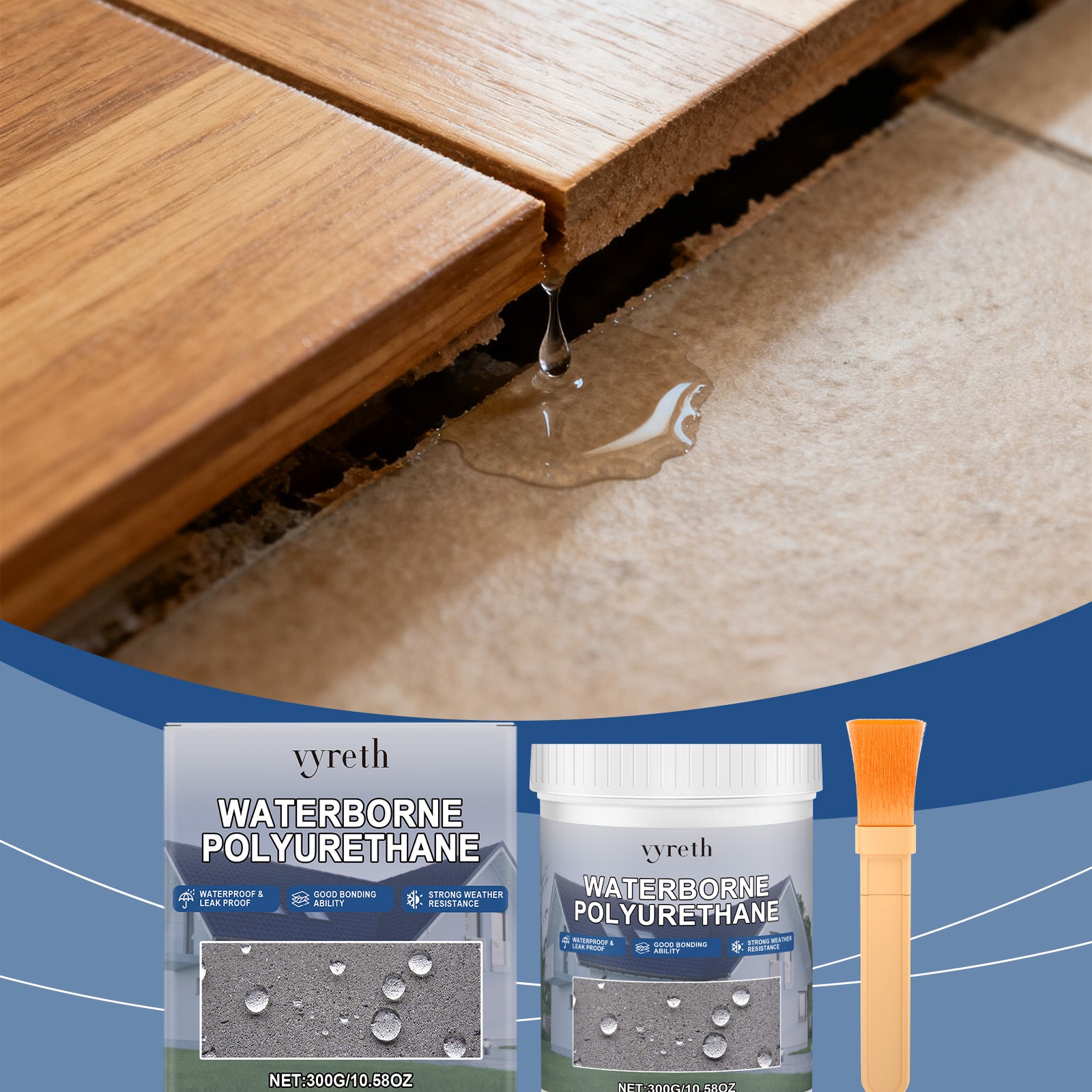 Toit imperméable Revêtement adhésif 300g Bouteille-1 Brush1box