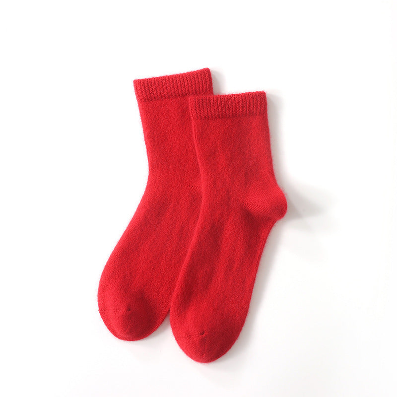 Mid-High Tube Pure Couleur Chaussettes en cachemire Chaussettes de maternité unisexe Hiver Chaussettes épaisses froides Guerre