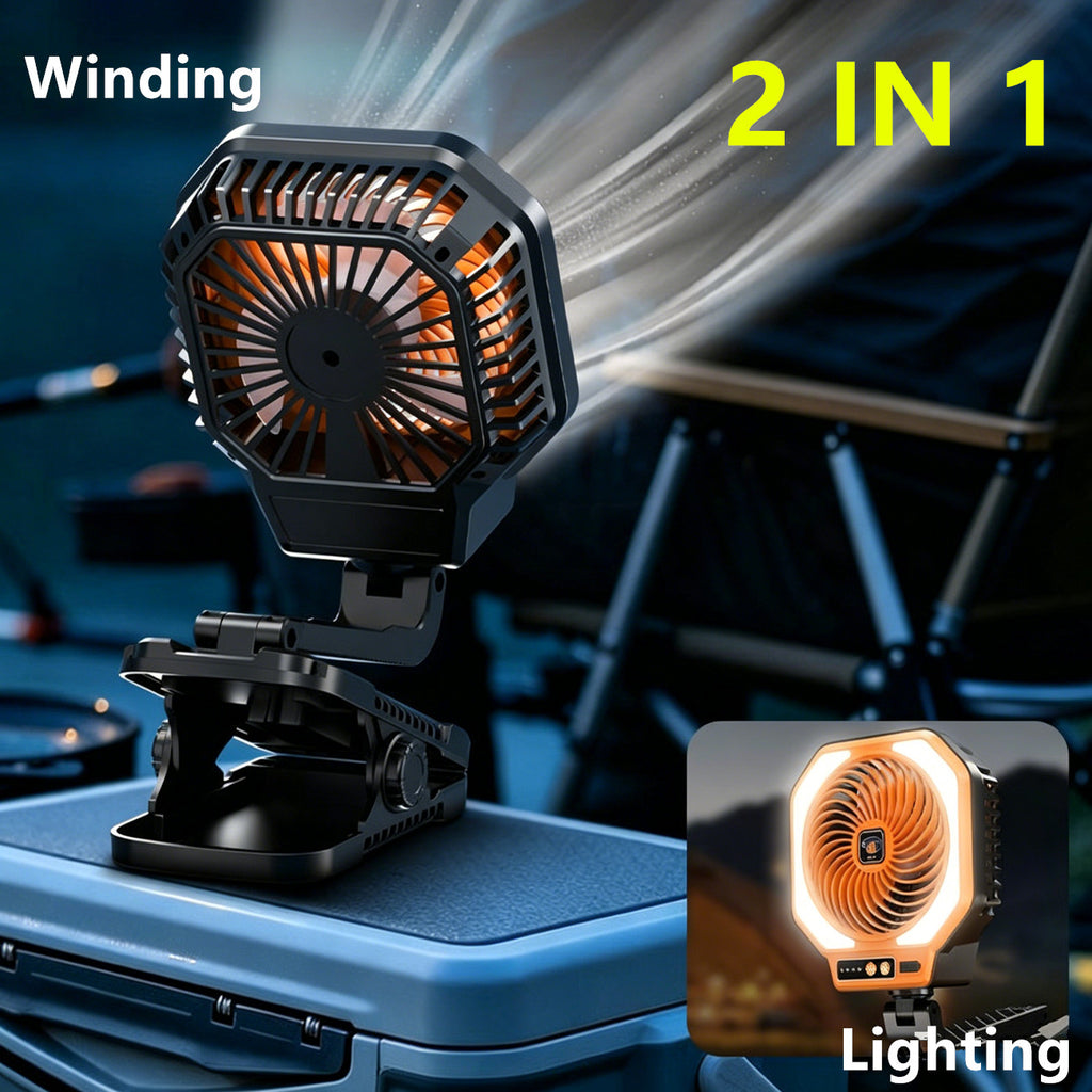 Ventilateur de refroidissement rechargeable portable Eventail de camping pliable avec éclairage LED 3 modes