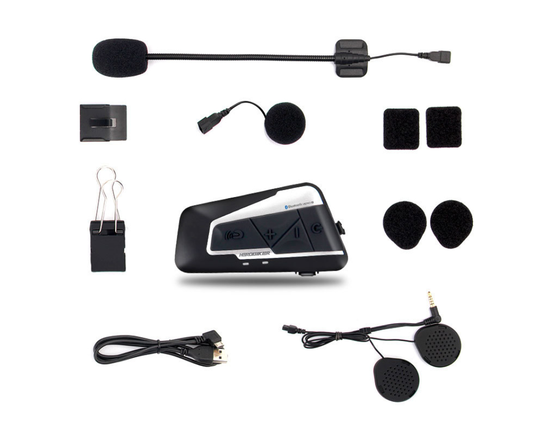 HEROBIKER 1200M Bluetooth Interphone Moto casque Interphone casque étanche sans fil Blueto