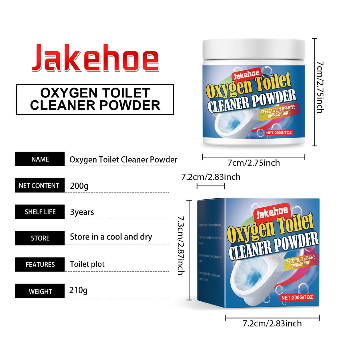 JAKEHOE Poudre de nettoyage des toilettes