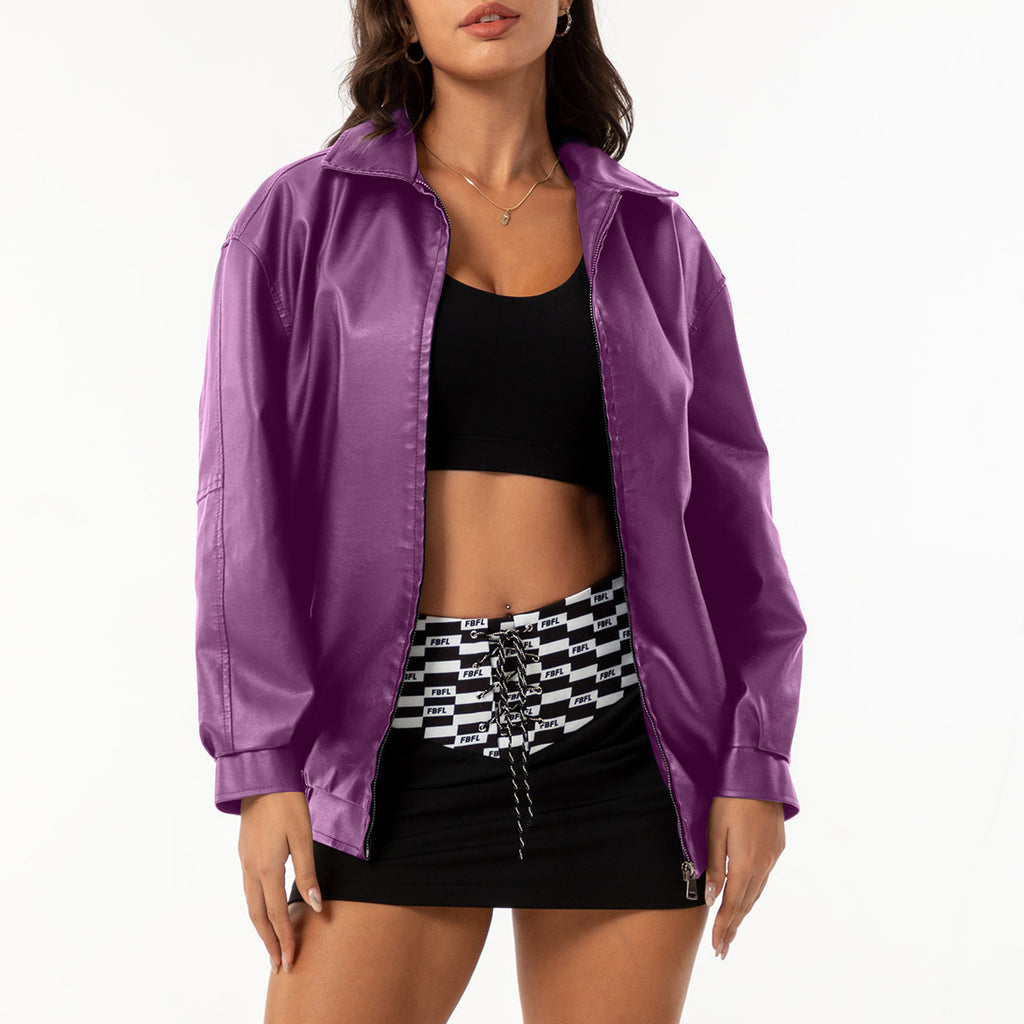 Veste de mode européenne et américaine en cuir souple pour femme