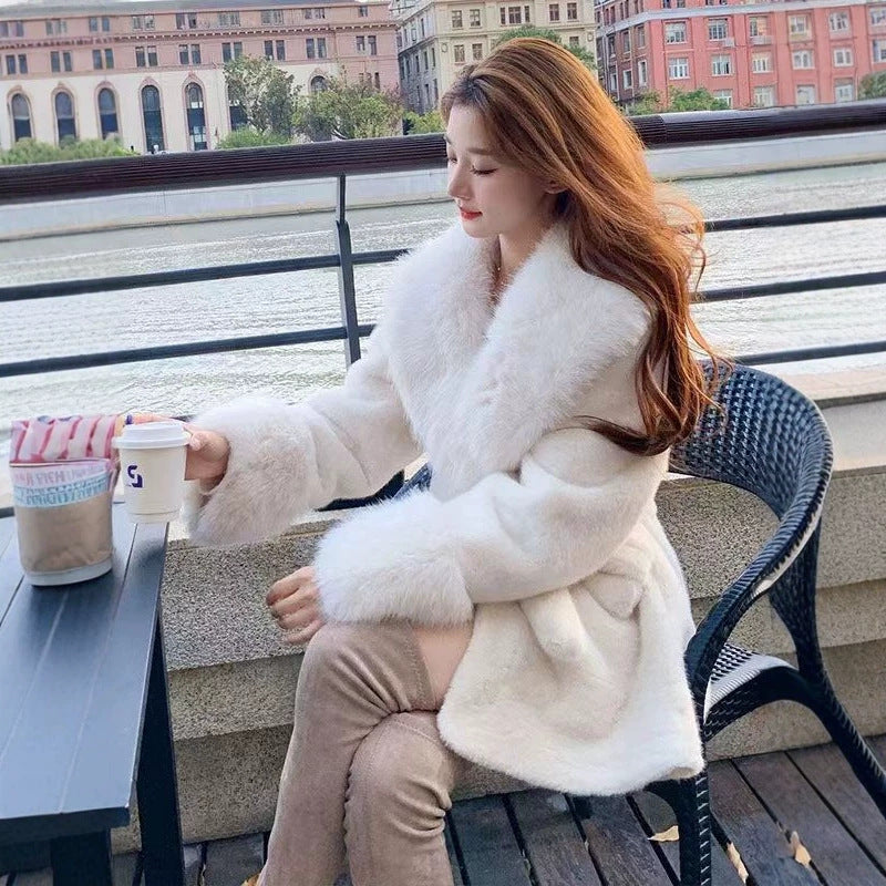 Automne Hiver Eco-friendly Faux Fur femmes Manteau mi-long