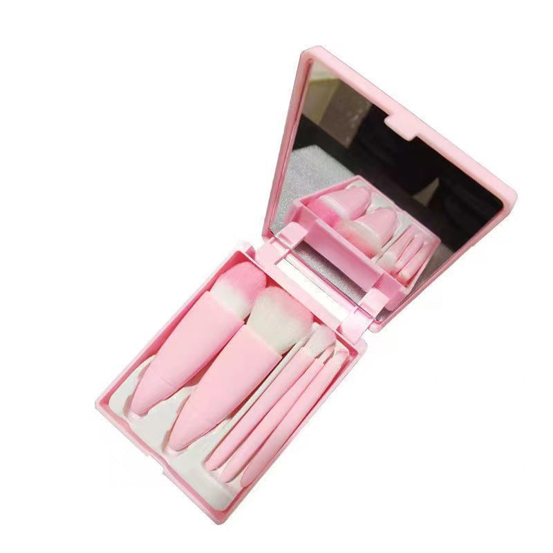 Miroir boîte beauté brosse-5 pinceaux-cerise fleur poudre-pp+ boîte de fibre artificielle-1