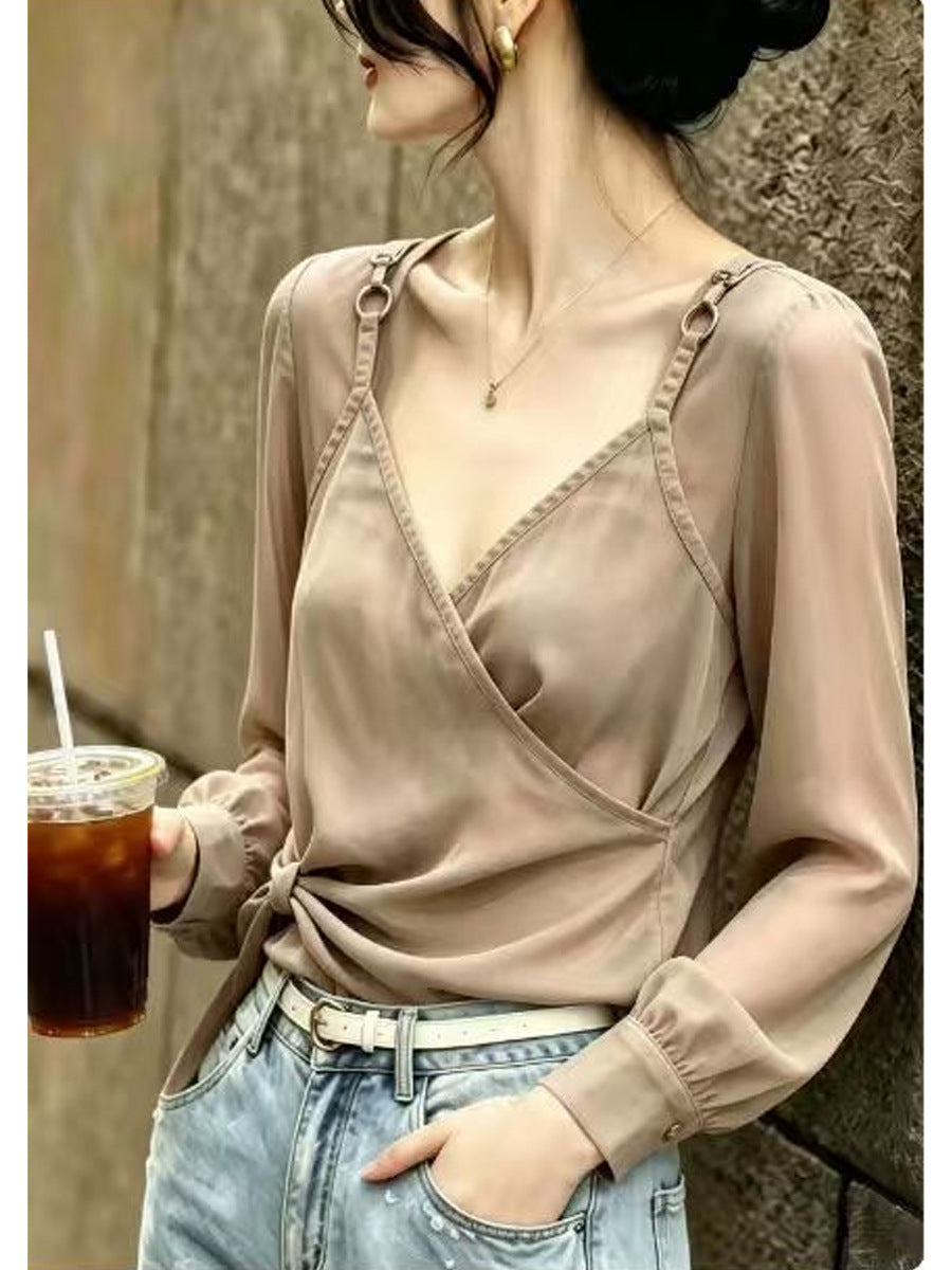 Top Femme de taille supérieure dans l'abricot Premium avec bagues en métal