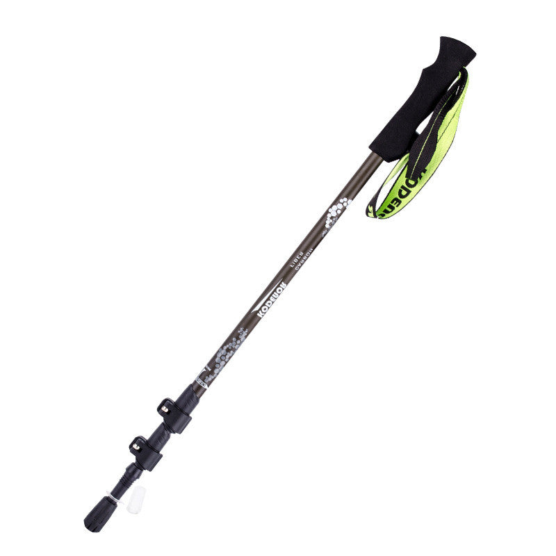 Barre de trekking pliante à trois sections télescopiques en fibre de carbone