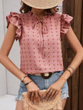 Top Casual le plus vendu avec un petit collier et des manches volantes