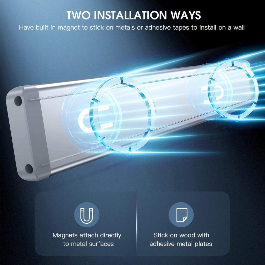 2 Pack Capteur de mouvement rechargeable de 10 pouces sous les lumières de l'armoire 5 niveaux Dimmable magnétique W