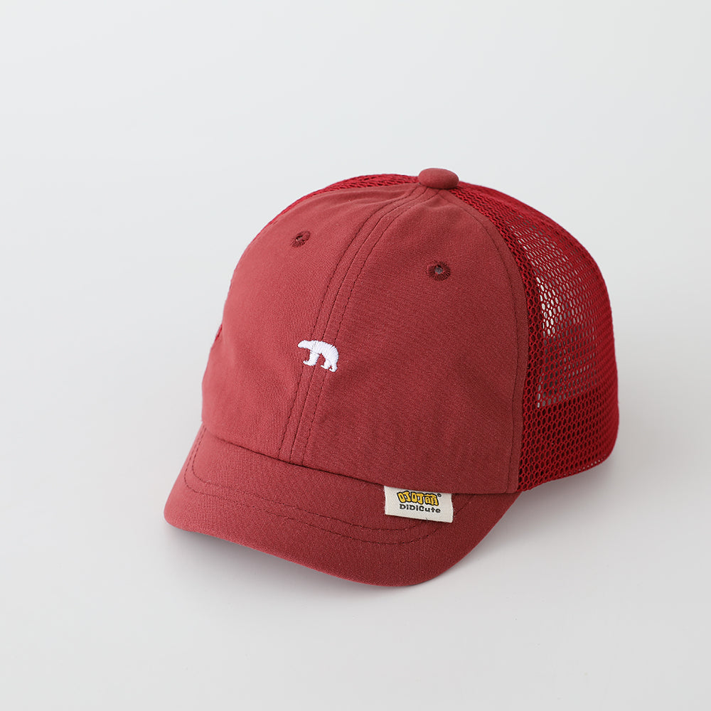 Casquette de baseball brodée en maille simple d'ours pour enfants - Mignon et style frais Baby Breathabl