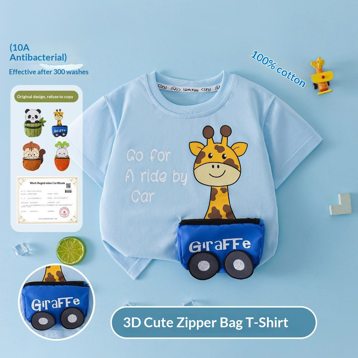 T-shirt en coton à manches courtes décoré en 3D pour garçons