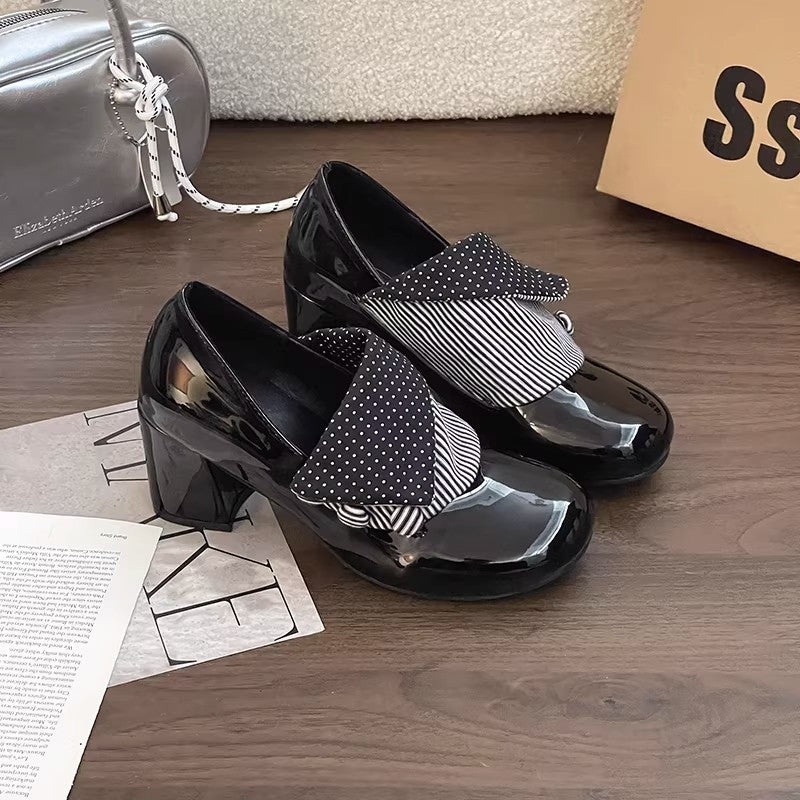Femmes Black Retro British-Style High Heels