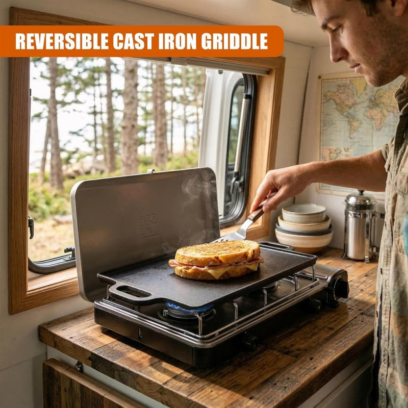 Assiette en fonte Fer réversible BBQ Pâte à frire Grille double face