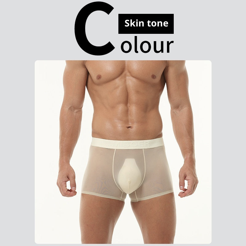 Sous-vêtements en soie de glace transparent homme Été Fin Respirant Traceless